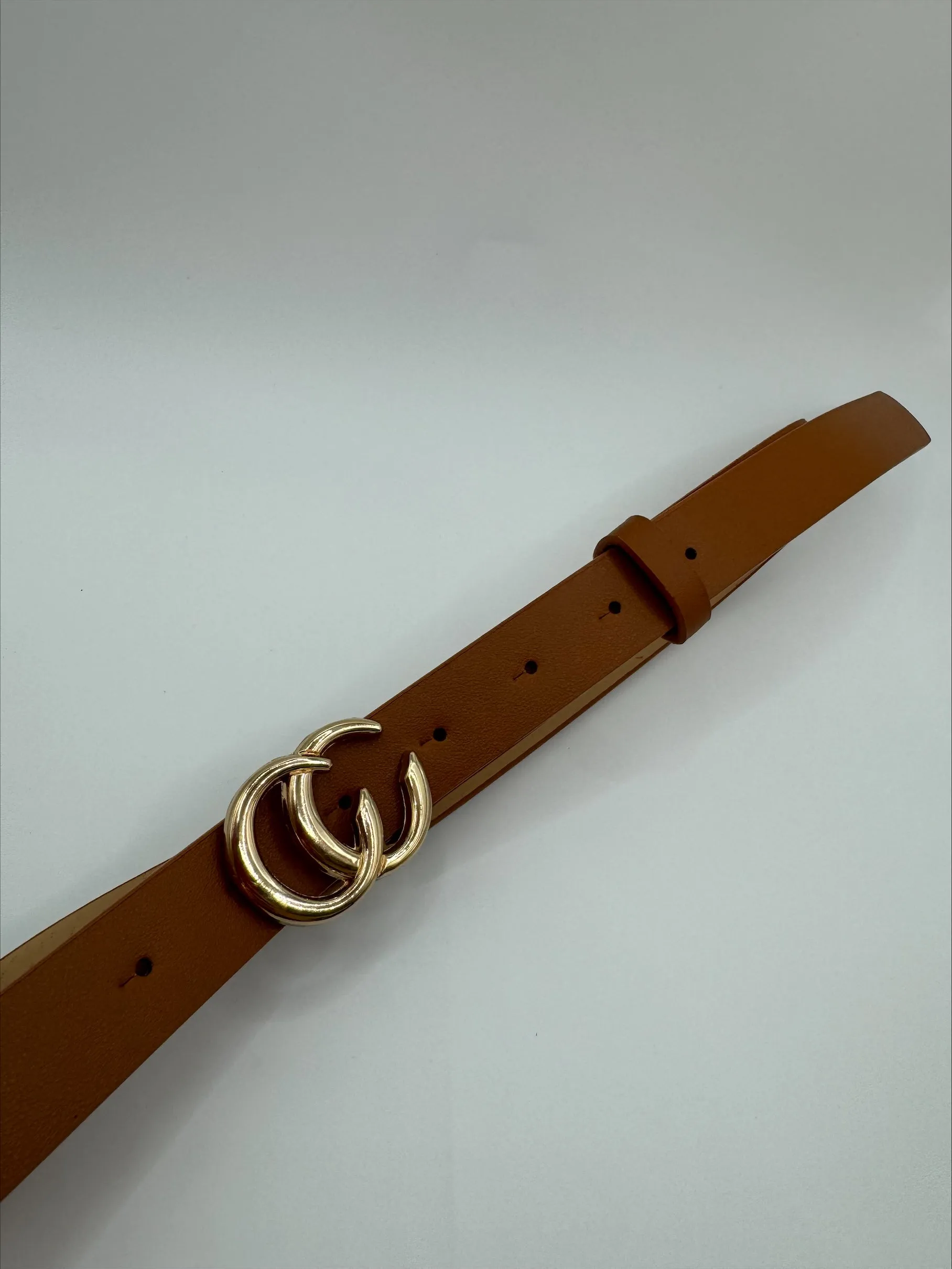 Sylvia Gold Buckle Double Circle Tan Belt