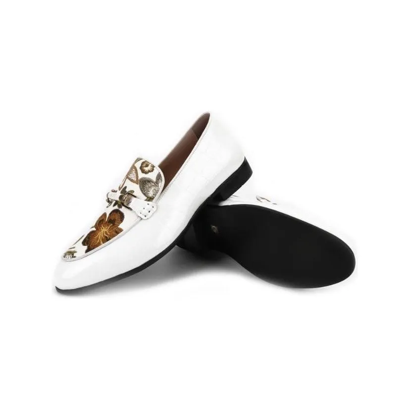 The Dublin Embroidered Patent Leather Penny Loafers