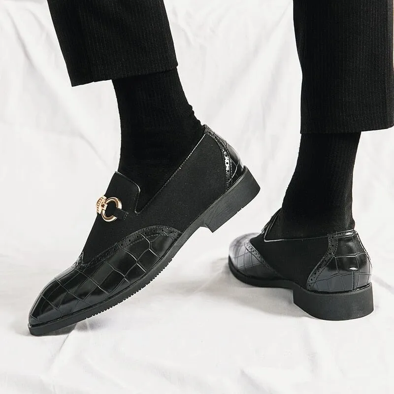 The Interlock Faux Croc Leather Suede Penny Loafers - Multiple Colors