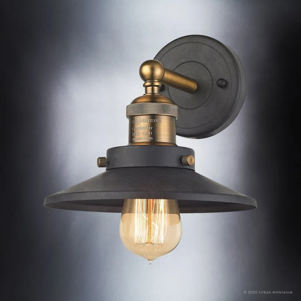 UEX2440 New Traditional Wall Sconce 8''H x 8''W, Antique Brass & Graphite Finish, Sanford Collection