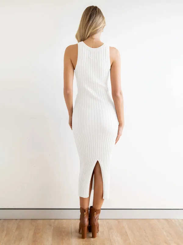 Women's Sleeveless Wide Ribbed Fitted Dress